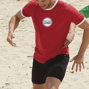 Nueva camiseta para hombre Crew Ringer Sports Top Casual Contraste Camiseta Cuello Manga Ringer Camisetas - Product Image 2