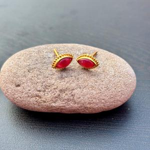 สีแดง ONYX ต่างหูพลอยธรรมชาติเครื่องประดับใน925เงินแท้ปรับแต่งได้กระดุมด้วยเงินสเตอร์ลิง - Product Image 2