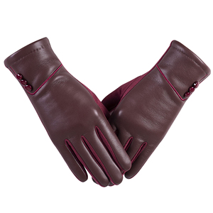 Guantes de Cuero Clásicos de Invierno al por Mayor, Guantes de Cuero de Oveja Elegantes para Mujer, Moda de Invierno para Vestir al Aire Libre - Product Image 1