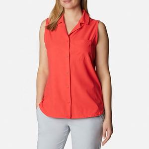 <b>Women's</b> Casual Summer Sleeveless Off-Shoulder Fishing Wear <b>Shirt</b> Embroidery Front Logo Breathable Quick Dry Button-Down Design - Product Image 1