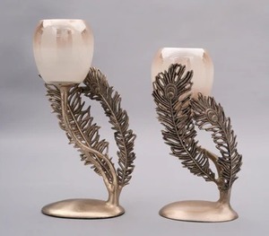 Stunning Vintage Feather Accent <b>Candle</b> Stand Ideal For Living Bedroom Dining Table And Centerpiece Decoration - Product Image 3
