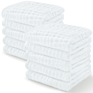 Lot de 6 lingettes lavables en mousseline de coton biologique à six couches personnalisées pour bébé – Motif uni blanc avec impression blanchie - Product Image 3