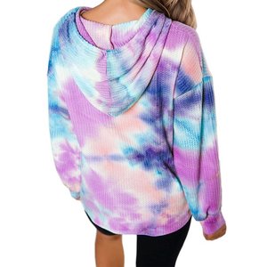 Tye Dye Faux Fur Fluffy Hoodie para niños Moda para hombres Bolsillo de canguro Venta al por mayor Estilo americano Hombro suelto Tie Dye Hoodie - Product Image 2