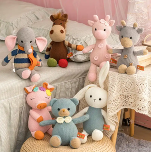 Unisex Baby Comfort Wool <b>Knitted</b> Rabbit Bear Plush <b>Toy</b> Soft Elephant and Pig with PP Filling Weighted Vacuum Packed for Play - Product Image 3