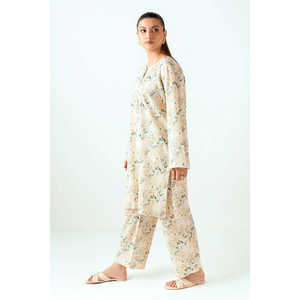 Conjunto de Dos Piezas para Mujer, Estilo Bohemio, Color Beige, Estampado Ondulado, Tallas XXS/XS/XL, Crepé, para Primavera/Verano - Product Image 3