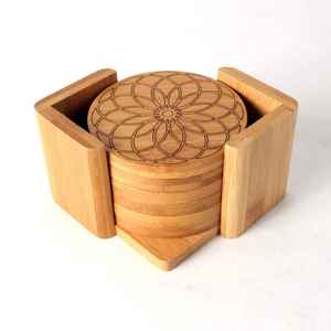 Sous-verres en bois d'acacia naturel de la meilleure qualité Porte-gobelet à thé en bois massif et Pot à boisson Style classique pour un usage domestique - Product Image 5