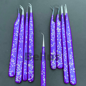 Pince à épiler enduite de poudre d'acier japonais de qualité supérieure outils à pointe pointue pour les ventilateurs de cils de volume et le placement individuel des cils - Product Image 2