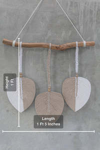 Fait à la main crème et blanc macramé feuille tenture murale Boho Chic Art déco Style parfait Accent pièce pour chambre ou salon - Product Image 2