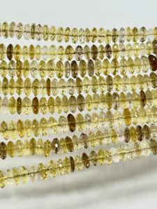 Natural Bio Lemon Quartz 7-8mm German <b>Cut</b> Faceted <b>Disc</b> Rondelle Beads 14 Inch Strand for Jewelry DIY Craft - Product Image 4