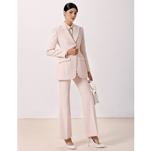 เสื้อเบลเซอร์ของผู้หญิงมาใหม่ชุดสองชิ้นผ้าสแปนเด็กซ์สีขาว85% สีดำ & ชมพู15% โพลีเอสเตอร์ - Product Image 1