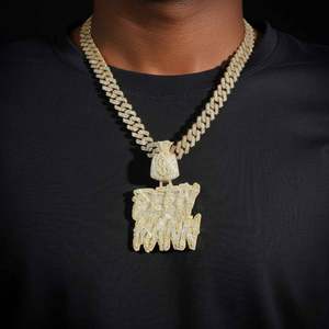 จี้เพชรโมอิสซาไนต์ VVS ทอง 14K แบบสั่งทำพิเศษสำหรับผู้ชาย FETTY MANN พร้อมสลักชื่อส่วนตัวและจี้เสริมเสน่ห์อันเป็นเอกลักษณ์ - Product Image 1