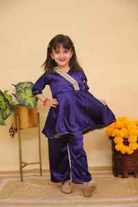 Angrakha niñas niños étnico seda Kurti Salwar Kameez indio Punjabi paquistaní bordado boda fiesta festiva desgaste para niños - Product Image 2