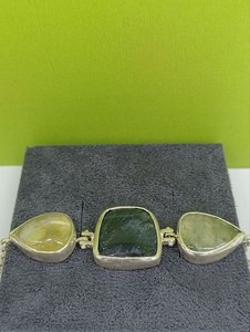 Pulsera de Plata de Ley 925 con Piedras de Peridoto y Zafiro, 26g, Joyería Fina Hecha a Mano para Mujer - Product Image 4