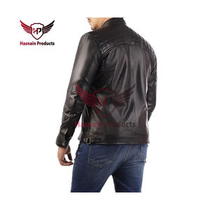 Premium Men's Casual Custom <b>Black</b> Lambskin Leather Jacket High Quality Material Stylish High Street Outerwear Signature Design - Product Image 2