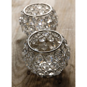 Centres de table de mariage en perles de cristal faits à la main support votif pour la maison et le décor d'éclairage de table de mariage - Product Image 5