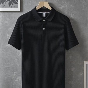 Nuevo diseño de verano de punto 100% algodón transpirable de manga corta de Color sólido logotipo personalizado camiseta Polo para hombre con bolsillos - Product Image 2