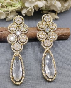 ต่างหูห้อยรูปดอกไม้ที่ทันสมัยเครื่องประดับอินเทรนด์พร้อมเพทายสำหรับงานปาร์ตี้ SKU AE aa062 Bi C2 - Product Image 2