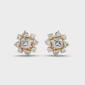 Round-Cut Moissanite Diamond Stud Earrings in 14/18k Gold Perfect for Every day Wear or Thoughtful Gift for Her for Sale - Product Image 1
