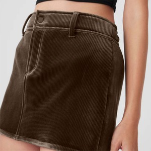 กระโปรงสั้นผ้าลูกฟูกลำลองสำหรับผู้หญิง-กระโปรงทรงเอเข้ารูปมีกระเป๋าเหมาะสำหรับชุดฤดูใบไม้ร่วงและฤดูหนาว - Product Image 2