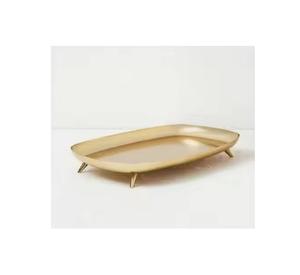 Bandejas de servicio de metal de color dorado de aluminio fundido con asas para decoración de vajilla Bandejas rectangulares de chocolate - Product Image 6