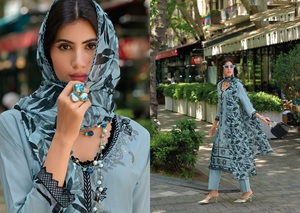 Summer Collection Cambric Cotton with Embroidery Work with <b>Organza</b> Digital Print Dupatta for Online Sale - Product Image 4