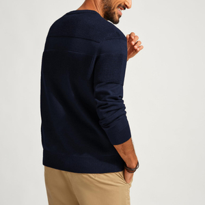 Pull en tricot avec logo personnalisé pour tenue décontractée Pull en tricot à manches longues et col rond en coton Jacquard Pulls pour hommes - Product Image 2