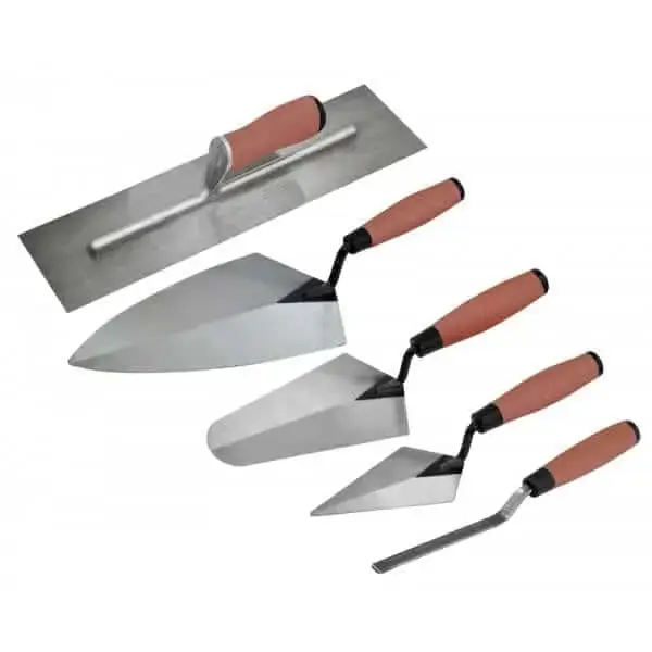 Conjunto de trowel profissional, conjunto de lâminas de aço endurecidas e invioladas com almofada, alças, trowels