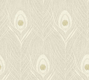 Fabriqué en Allemagne-Rouleaux de papier peint de luxe Plumes Beige Or Gris Papier peint non tissé en vinyle Contract Design-10,05x0,53 m - Product Image 5