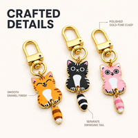 Pendentif décoratif pour sac à dos et porte-clés anime créatif, série Chatons Mignons, motif animal de dessin animé, avec queue qui peut bouger, boucle de porte importée, cadeau événementiel