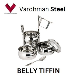 Suministro directo de fábrica de acero inoxidable Tiffin Box de 4 compartimentos Estilo indio Belly Lunch Bento Box Ocasiones escolares Regalos 7x4 - Product Image 4