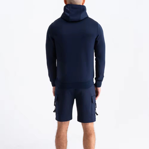Conjunto de sudadera de gimnasio de peso pesado personalizado OEM para hombres, parche bordado desgastado, de dos piezas Sudadera con capucha, pantalones cortos de invierno, opciones de talla grande - Product Image 2
