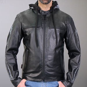 Veste de moto en cuir de toile de meilleure qualité pour hommes Skull and Bones Design avec logo avant - Product Image 5