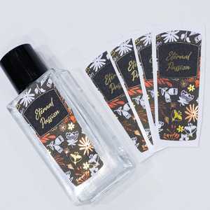 สติกเกอร์ติดขวดน้ำหอมเคลือบโลหะโครเมี่ยมสีทองเป็นมิตรกับสิ่งแวดล้อมสูงฉลากบรรจุภัณฑ์ที่ทันสมัยกันน้ำสำหรับผลิตภัณฑ์ดูแลผิวและอื่นๆ - Product Image 3