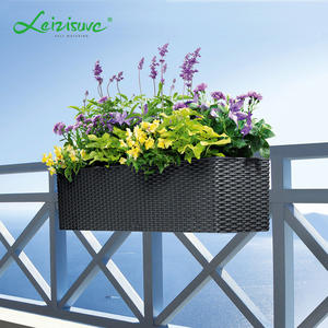 Maceta Rectangular <span class=keywords><strong>de</strong></span> Plástico para Plantas Artificiales, Diseño <span class=keywords><strong>de</strong></span> Pintura Floral para Jardín, Hogar y Exteriores, Ratán Sintético - Product Image 6