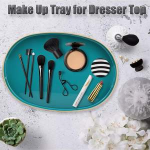 Plateau décoratif ovale fantaisie de couleur personnalisée plateau de service polyvalent pour Table basse organisateur commode haut pouf pour la maison - Product Image 5