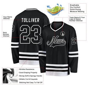 Maillot de hockey sur glace personnalisé noir et rouge sublimé, vente en gros, uniforme de hockey sur glace en polyester respirant, fabricant - Product Image 2