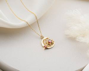 Collier de pierre de naissance soleil et lune bijoux célestes personnalisés pendentif lune et soleil personnalisé collier spirituel pour cadeau de maman - Product Image 5