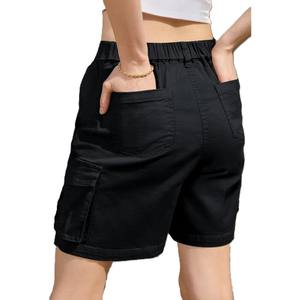 Shorts en jean décontractés pour femmes, tendance de l'été, taille haute, coupe régulière, cordon de serrage, respirant, séchage rapide, longueur genou, cargo - Product Image 4