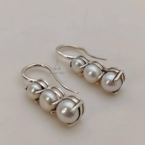 Boucles d'oreilles en perles en argent sterling : Triple pendentif bohème fait main - Product Image 5