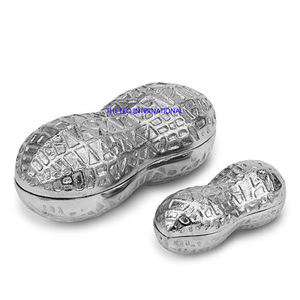Peanut Shape Design <b>Silver</b> Color Decorative Bowl Set of 2 Aluminum Metal New Design Home Table <b>Top</b> Bowl - Product Image 1