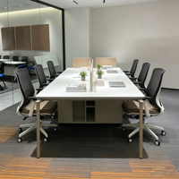 Furnitur Workstation Kantor Modern untuk 6 Orang, Meja Workstation Modular dengan Partisi Layar dan Kabinet Penyimpanan