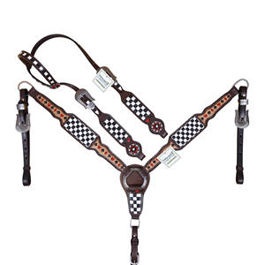 Ensemble de harnachement de cheval de qualité supérieure tailleur en cuir taillé à la main et collier de poitrine ensembles de harnachement de harnachement de cheval occidental au prix d'usine - Product Image 2