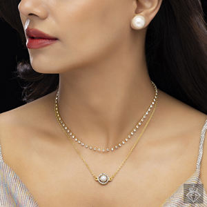 PRAO Handmade Anti-Tarnish Double Layer Necklace <b>Set</b> <b>Gold</b> Plated Earrings Fashion <b>Jewellery</b> Bulk Product for Women's Wedding - Product Image 1