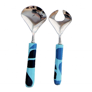 Service de couverts de cuisine vintage moderne et écologique, 12 pouces, en corne de buffle, avec poignées en laiton, cuillère et fourchette - Product Image 6