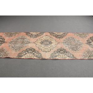 Vintage <b>Runner</b> Rug 3.3x13 ft, <b>Red</b> Gray Plants & trees Rug Wool - Product Image 2