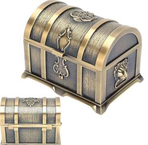 Boîtes à bijoux en métal pour ranger des bijoux élégants en laiton argenté oxydé, organisateur de rangement pour bijoux carrés en métal - Product Image 1