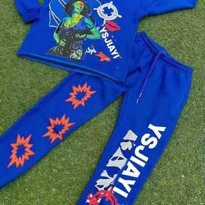 Conjunto de pantalones de chándal y Sudadera con capucha con logotipo bordado personalizado Conjunto de chándal unisex de nueva tendencia de lana de algodón Chándal de invierno OEM - Product Image 2