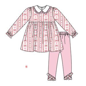 Kinder Gesmokte Kleding <span class=keywords><strong>Baby</strong></span> Kids Peuter Meisjes Bamboevezel Broer Of Zus Bijpassende Kleding Kerst Mesh Jurk Set Outfit - Product Image 3