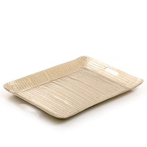 Metal Rectangle Tray with Handles Gold Plated Aluminium Coffee Serving Tray for Hotels and Restaurant Decoration - Product Image 1