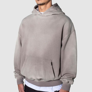 Sudaderas con capucha de felpa francesa en blanco personalizadas de alta calidad para hombres, ropa de calle, sudaderas con capucha de hombro caído de gran tamaño para fábrica - Product Image 1